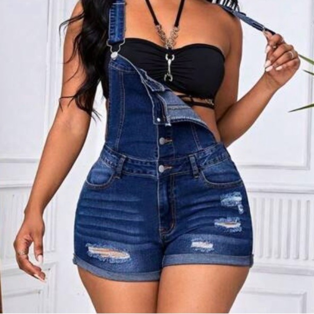 New Denim Short Overalls - Picture 4 of 6